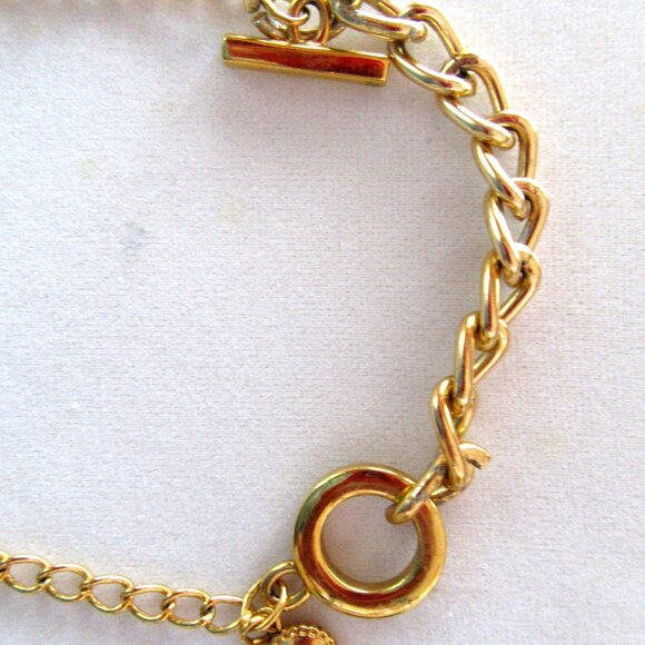 Gold tone enamel, bead & rhinestone hummingbird pendant signed MW - 7" length! - Picture 11 of 12